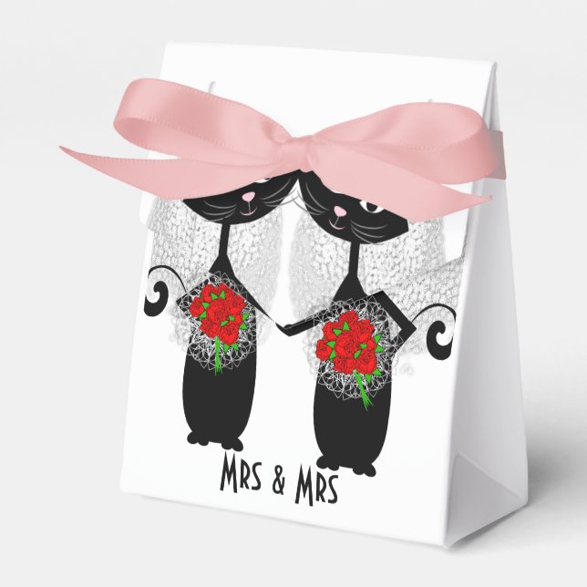 Mrs & Mrs Lesbian Couple Personalized Wedding Favor Boxes (Front Side)