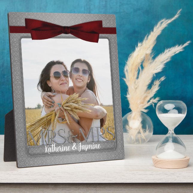 Mrs & Mrs Lesbian Gay Silver Wedding Photo Plaque (Side)