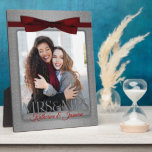 Mrs & Mrs Lesbian Gay Wedding Photo Frame Silver<br><div class="desc">Lovely gift for the lesbian newlyweds. Add a wedding photo and their last name,  or first names if they aren't taking one name. Done in an elegant silver print and deep red bow. Great gay wedding gift or anniversary gift for the brides.</div>
