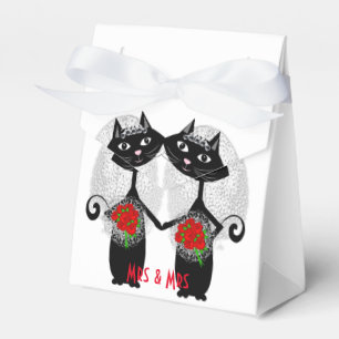 Mrs + Mrs Lesbian Marriage Cat Cute Brides Wedding Favor Boxes