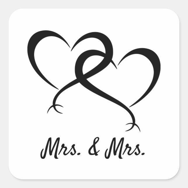 Mrs. & Mrs. Lesbian Pride Square Sticker (Front)