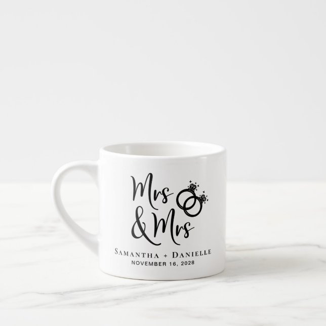 Mrs & Mrs Lesbian Wedding Favor Espresso Cup (Left)