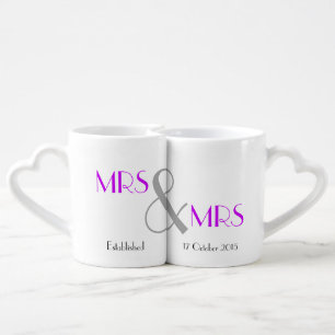 Mrs & Mrs Lesbian Wedding Gift Personalized Coffee Mug Set