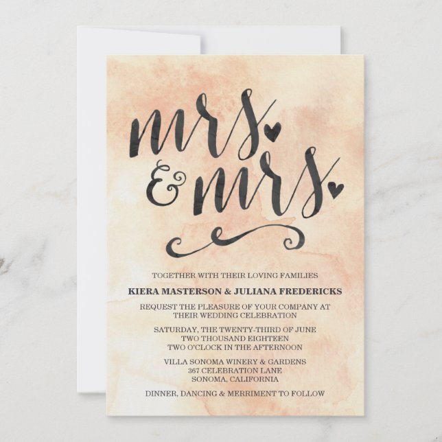 Mrs. & Mrs. Lesbian Wedding Invitation (Front)