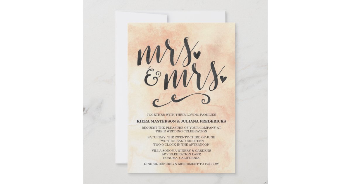 Mrs And Mrs Lesbian Wedding Invitation Zazzle 3907