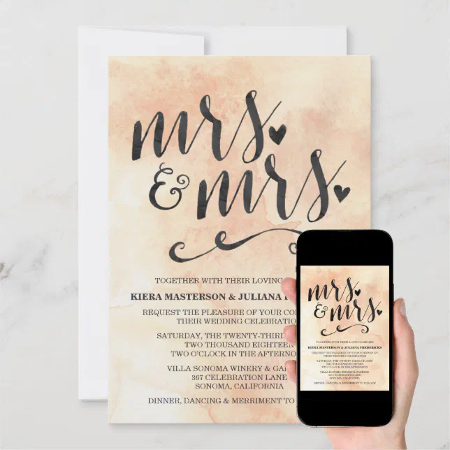 Mrs And Mrs Lesbian Wedding Invitation Zazzle