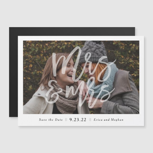 Mrs & Mrs LGBT Magnetic Save the Date Magnetic Invitation (Front/Back)