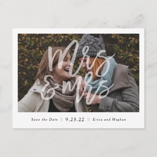 Mrs  Mrs LGBT Save the Date Postcard