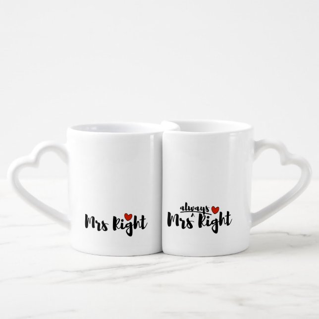 Mrs & Mrs mugs pair hers & hers gift funny quote (Front Nesting)