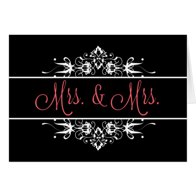 Mrs. & Mrs. Ornamental Wedding Cards (Front Horizontal)