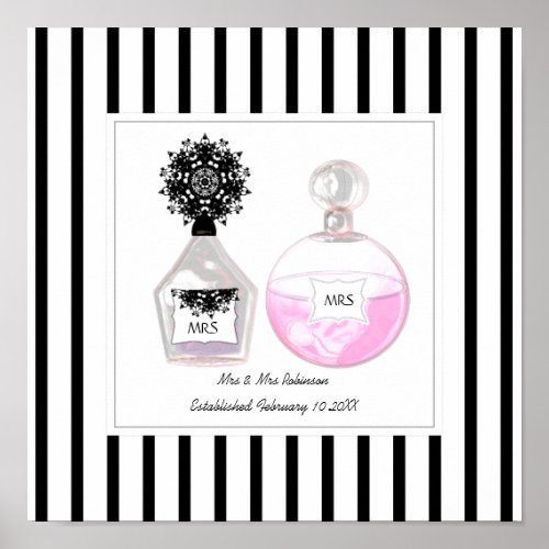 Mrs  Mrs Perfume Bottles Personalized Wedding Poster