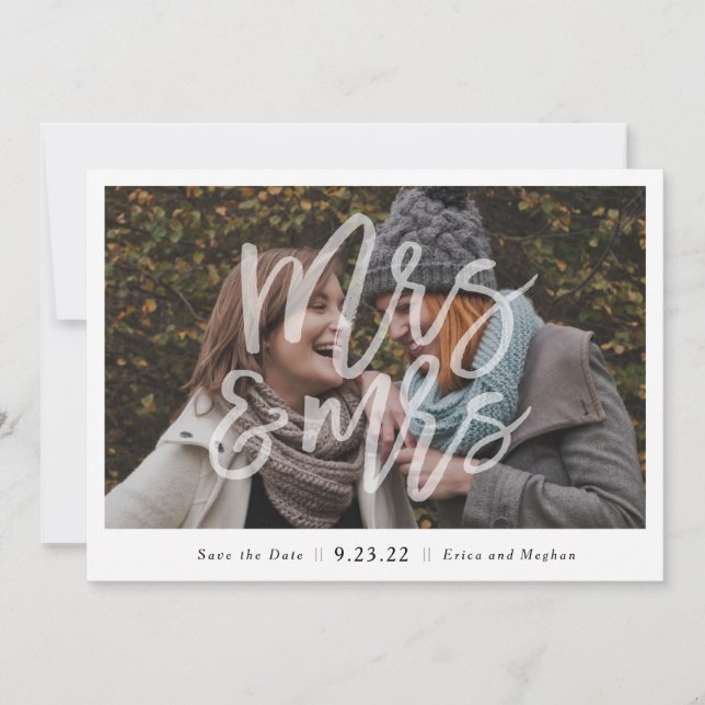 "Mrs. & Mrs." Photo Save the Date (Front)