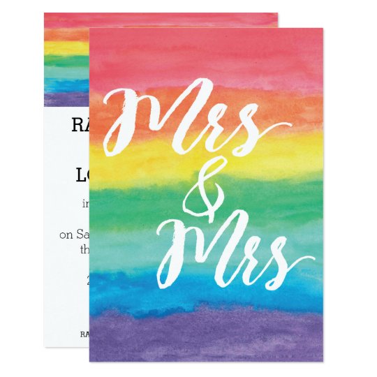 Mrs And Mrs Rainbow Lesbian Wedding Invitation 1801