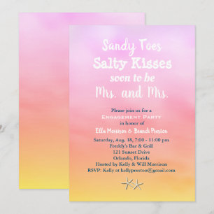 Mrs. & Mrs. Sandy Toes Engagement Party sunset Invitation