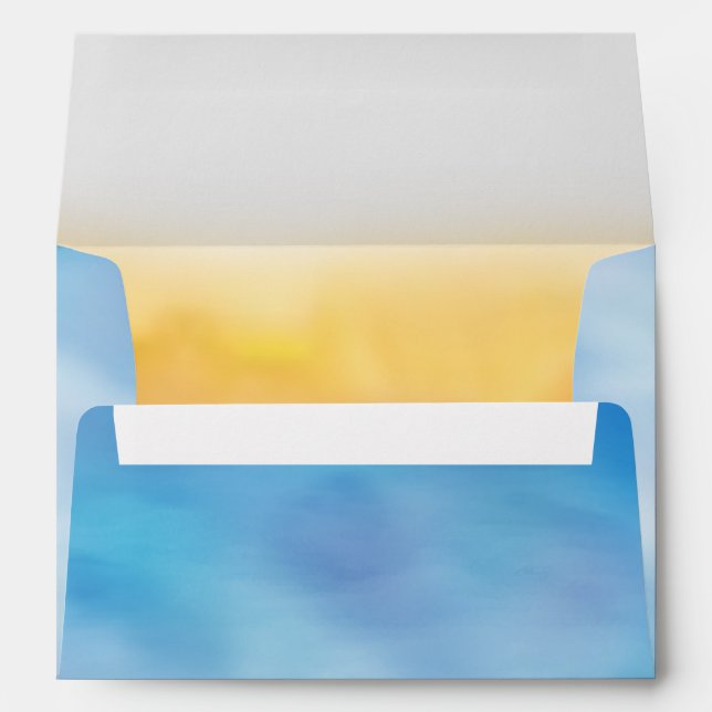 Mrs. & Mrs. Sandy Toes Envelope blue & yellow (Back (Bottom))