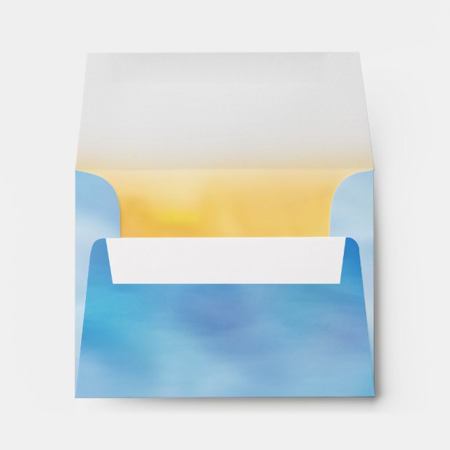 Mrs. & Mrs. Sandy Toes RSVP Envelope blue & yellow (Back (Bottom))