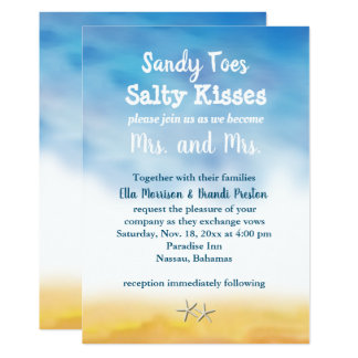 Mrs. & Mrs. Sandy Toes Wedding Invite - sky & sand