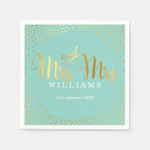 MRS & MRS STYLISH WEDDING TABLE confetti gold mint Paper Napkins