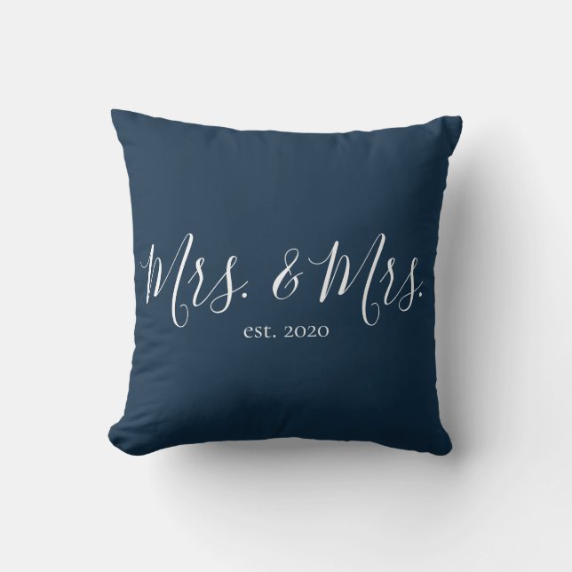 Mrs. & Mrs. Throw Pillow for Newlyweds Anniversary (Front)