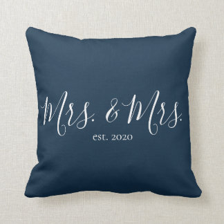 Mrs. & Mrs. Throw Pillow for Newlyweds Anniversary