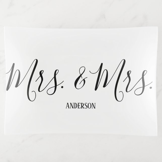 Mrs. & Mrs. Wedding Trinket Tray (Front)