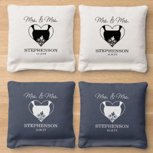 Mrs &. Mrs Wedding Two Brides Custom Name Cornhole Bags