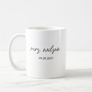 Mrs Mug Personalized Wedding Date Bride to Be Gift