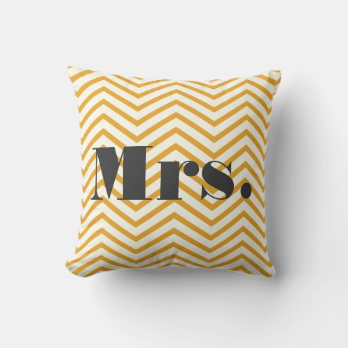 Mrs Mustard Yellow Ivory and Gray Zig Zag Pillow