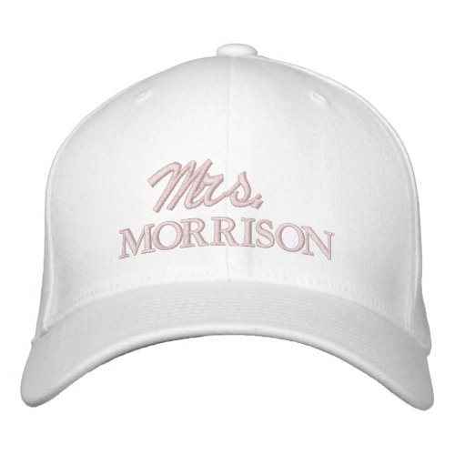 Mrs name blush pink custom script elegant chic embroidered baseball cap