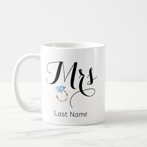 Mrs New Bride Diamond Wedding Ring Coffee Mug