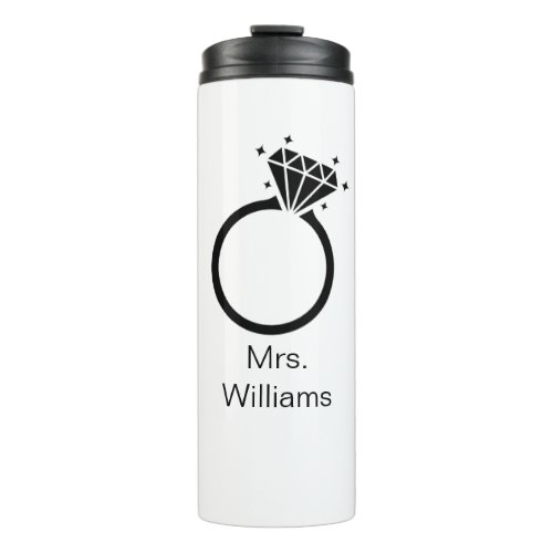 Mrs New Last Name Wedding Engagement Ring Gifts Thermal Tumbler