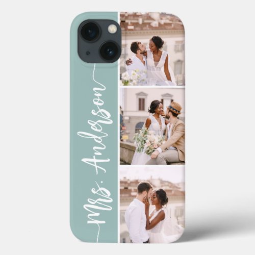 Mrs New Name Wedding Couples Photo Collage iPhone 13 Case