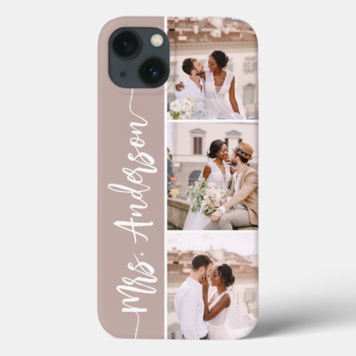 Mrs New Name Wedding Couples Photo Collage iPhone 13 Case
