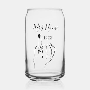 Mrs Newly Wed Personalised Engagement Ring Finger Can Glass