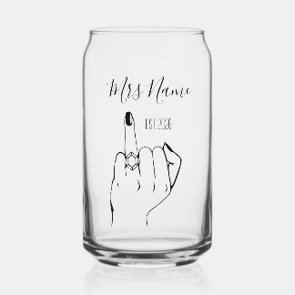 Mrs Newly Wed Personalised Engagement Ring Finger Can Glass