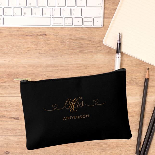 Mrs newlywed black gold accessory pouch (Creator Uploaded)