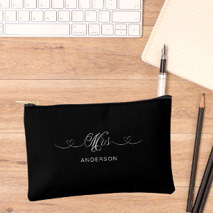Mrs newlywed black white accessory pouch