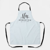 Mrs newlywed bride personalized blue apron (Front)