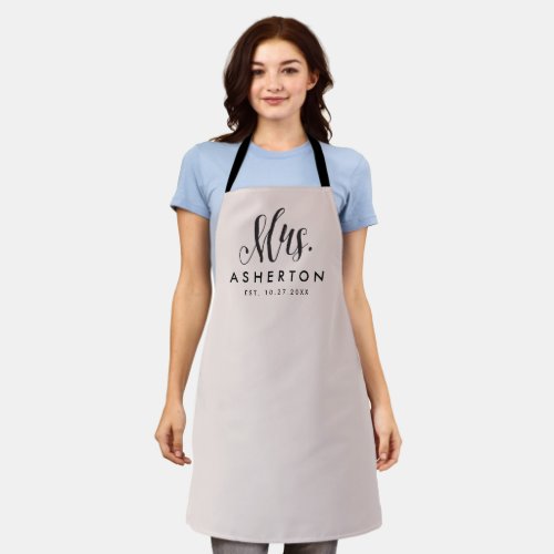 Mrs newlywed bride personalized blush pink apron