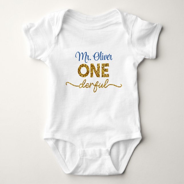 Mrs Onederful first birthday clothing 1st Baby Bod Baby Bodysuit (Front)