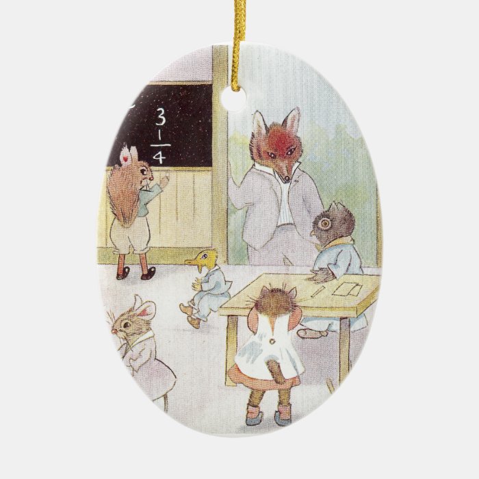 Mrs. Owl's School Visited by Fox Vintage Christmas Tree Ornament