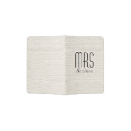 "Mrs" Passport Holder, Off White Faux Textured Holder