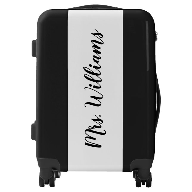 Mrs. Personalized Black and White Carry On Luggage (Front)
