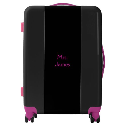 Mrs Personalized Name Monogram Pink Black 2020 Luggage