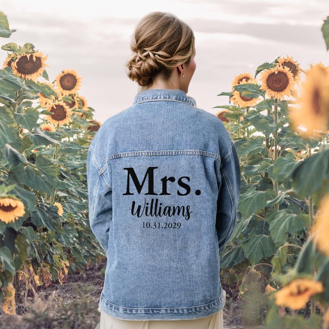Mrs Personalized Surname & Date Bride Jean Denim Jacket (Mrs Personalized Surname & Date Bride Jean Denim Jacket
)