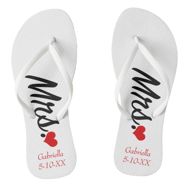 Mrs. Personalized With Name & Date  Flip Flops (Footbed)