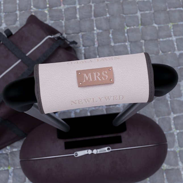 MRS Pink Monogrammed Luggage Handle Wrap (Add your initials and address to this pretty blush pink luggage handle wrap)