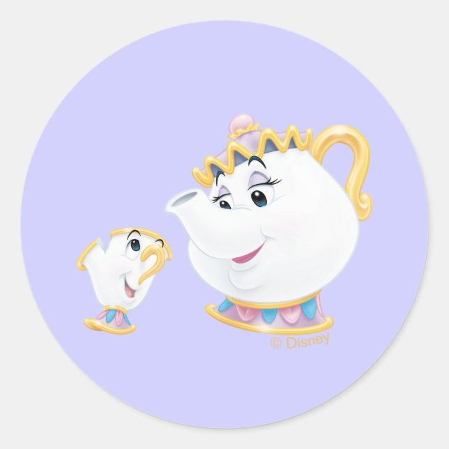 Mrs. Potts and Chip Classic Round Sticker (Front)