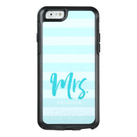 Mrs Preppy Blue Stripes Personalize with Name OtterBox iPhone 6/6s Case