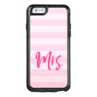 Mrs Preppy Pink Stripes Personalize with Name OtterBox iPhone 6/6s Case